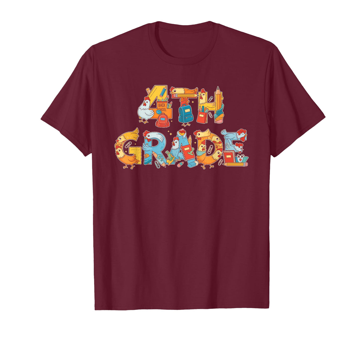 Funny Chicken Fourth Grade Back to School Kids Boys Girls T-Shirt