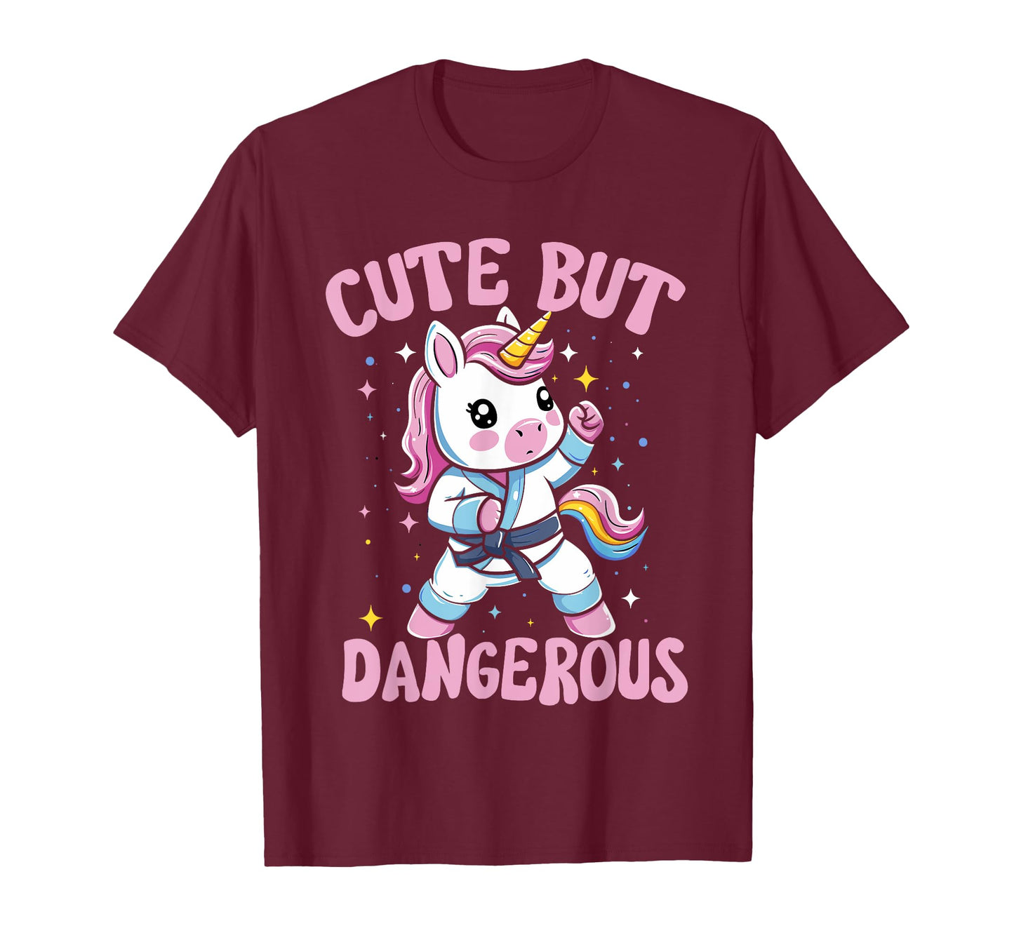 Cute But Dangerous Kawaii Unicorn Playing Karate Girls T-Shirt