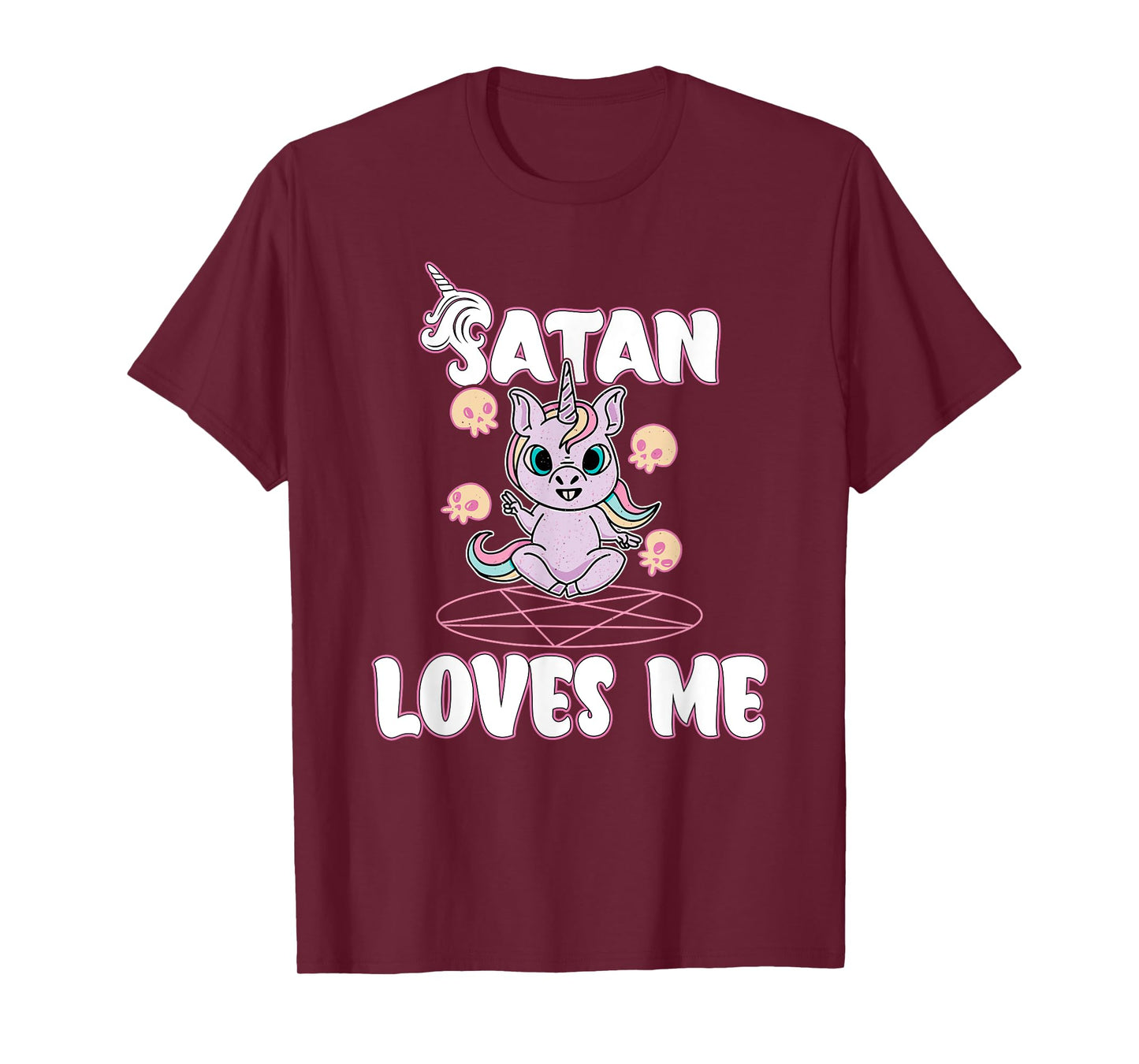 Satan Loves Me - Satanic Unicorn Satanism Baphomet T-Shirt