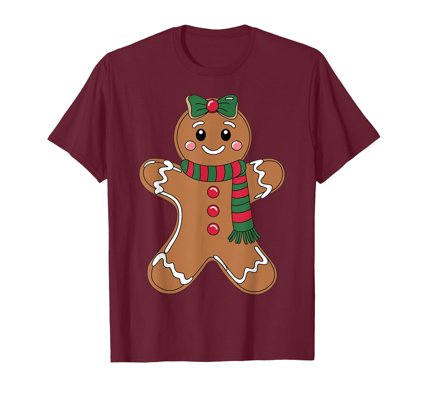 Cute Gingerbread with Bow Christmas Costume Xmas T-Shirt