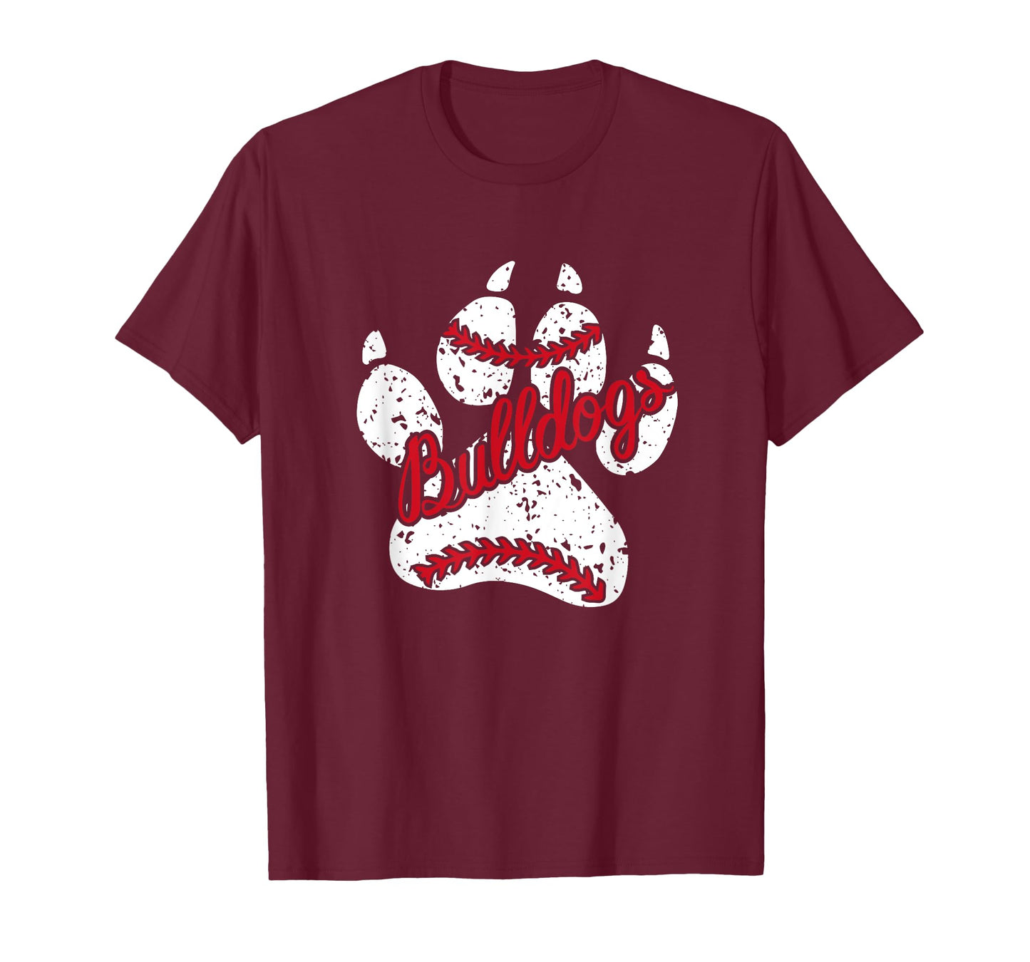 Go Bulldogs Pawprint School Mascot Spirit Baseball T-Shirt
