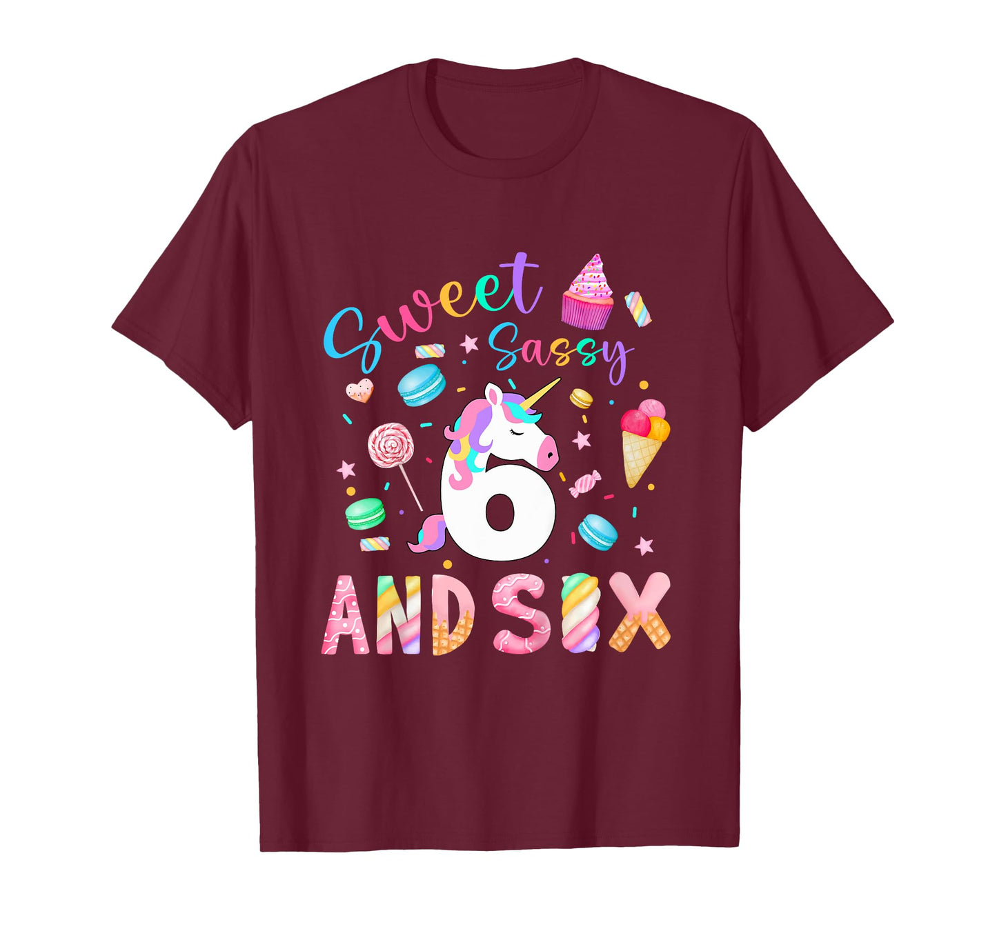 Kids Kids 6th Birthday Girl Sweet Sassy & 6 Magical Unicorn Bday T-Shirt