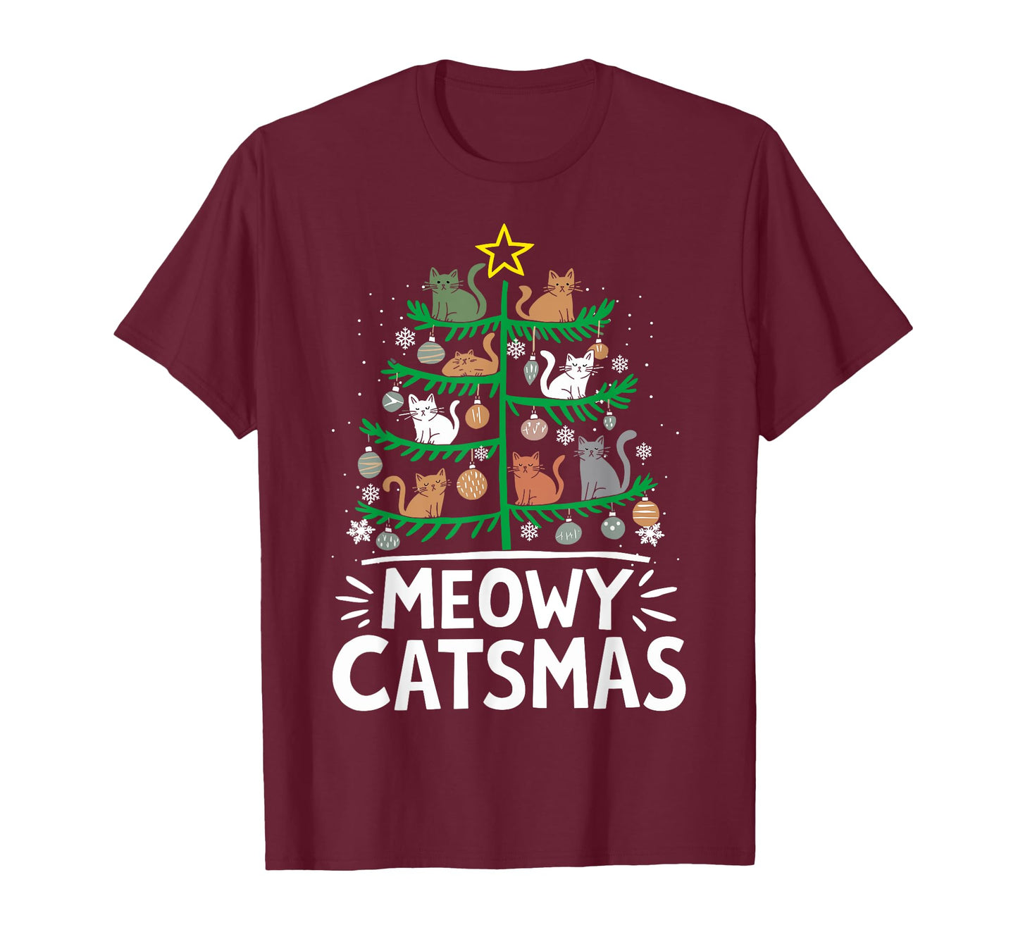 Meowy Catmas Cat Christmas Tree Xmas Funny Santa Cat T-Shirt