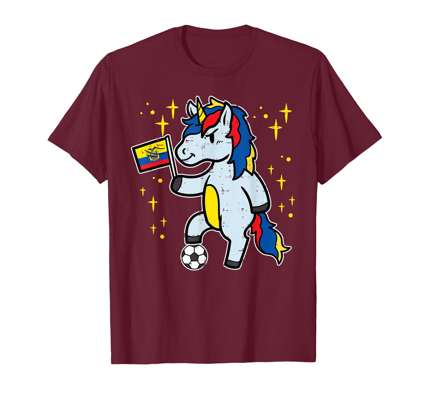 Ecuador Flag Unicorn Football Soccer Fan Women Girls Kids T-Shirt