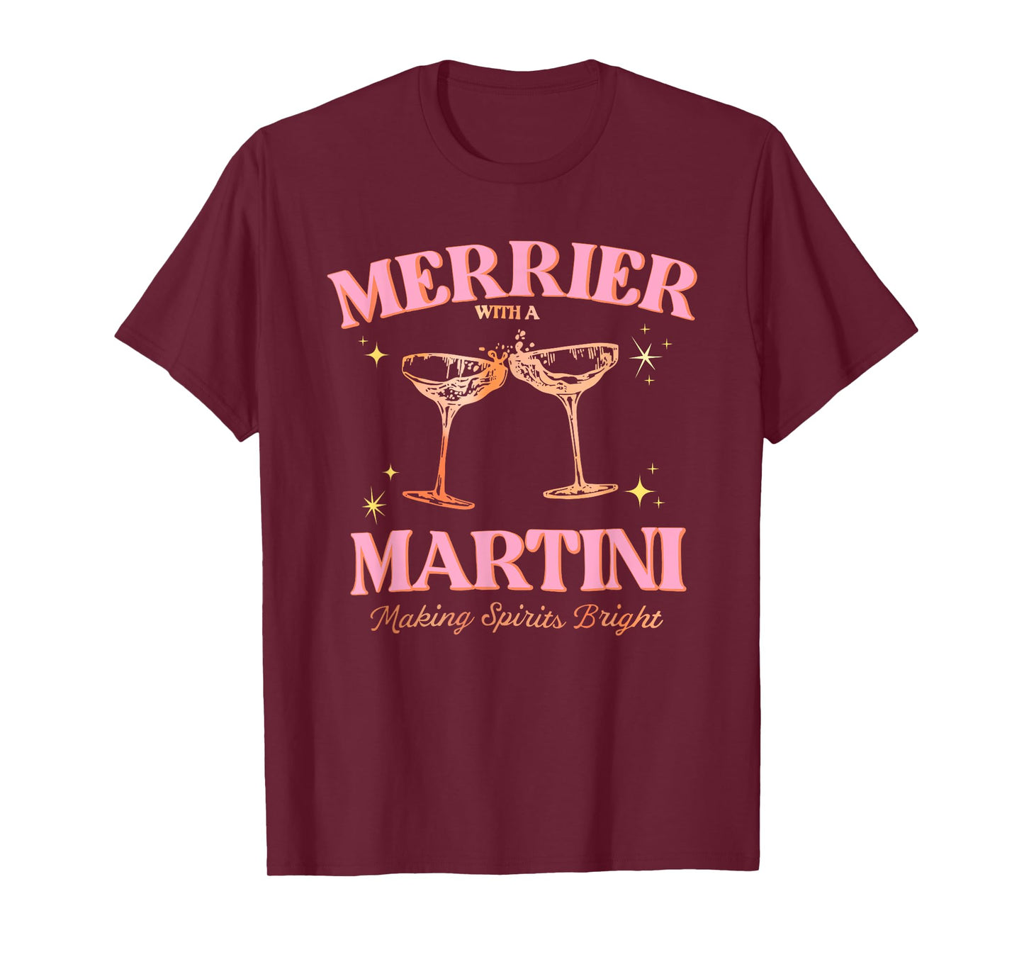 Funny Merrier with a Martini Bachelorette Merry Christmas T-Shirt
