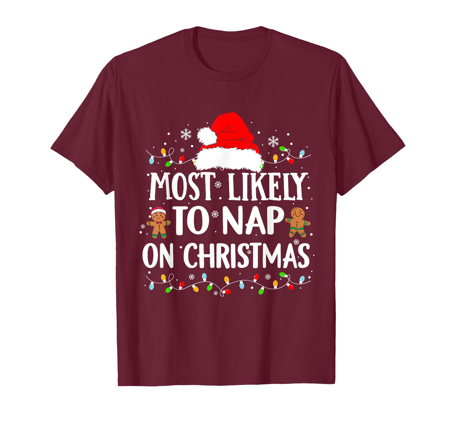 Most Likely To Nap On Christmas Funny Xmas Nap T-Shirt