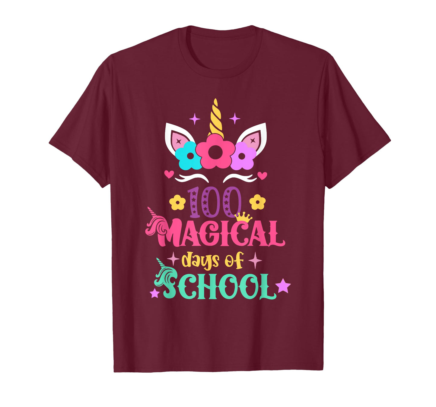 100th Day of School Unicorn 100 Magical Days Women Girls T-Shirt