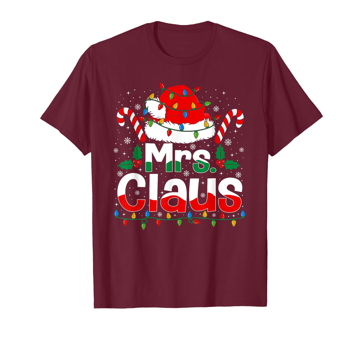 Mr and Mrs Claus Santa Hat Xmas Funny Christmas Couples T-Shirt