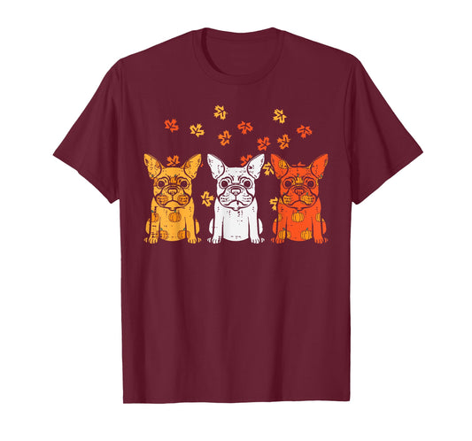 Thanksgiving French Bulldog Fall Frenchie Dog Men Women Kids T-Shirt