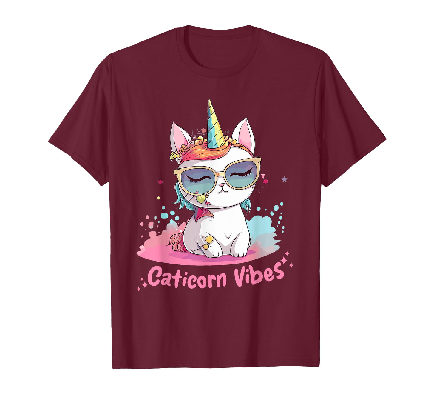 Caticorn Cat Unicorn Kawaii Rainbow Pastel Anime Chibi Men Women Kids T-Shirt
