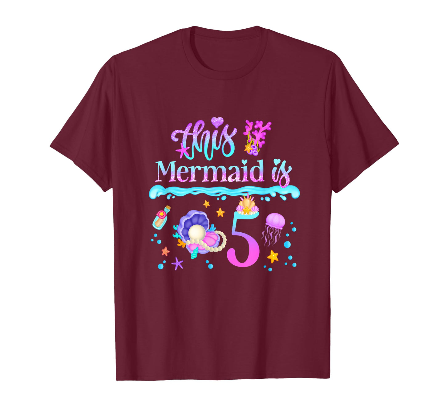 This Mermaid is 5 Years Old 5th Girls Birthday Party Kids T-Shirt