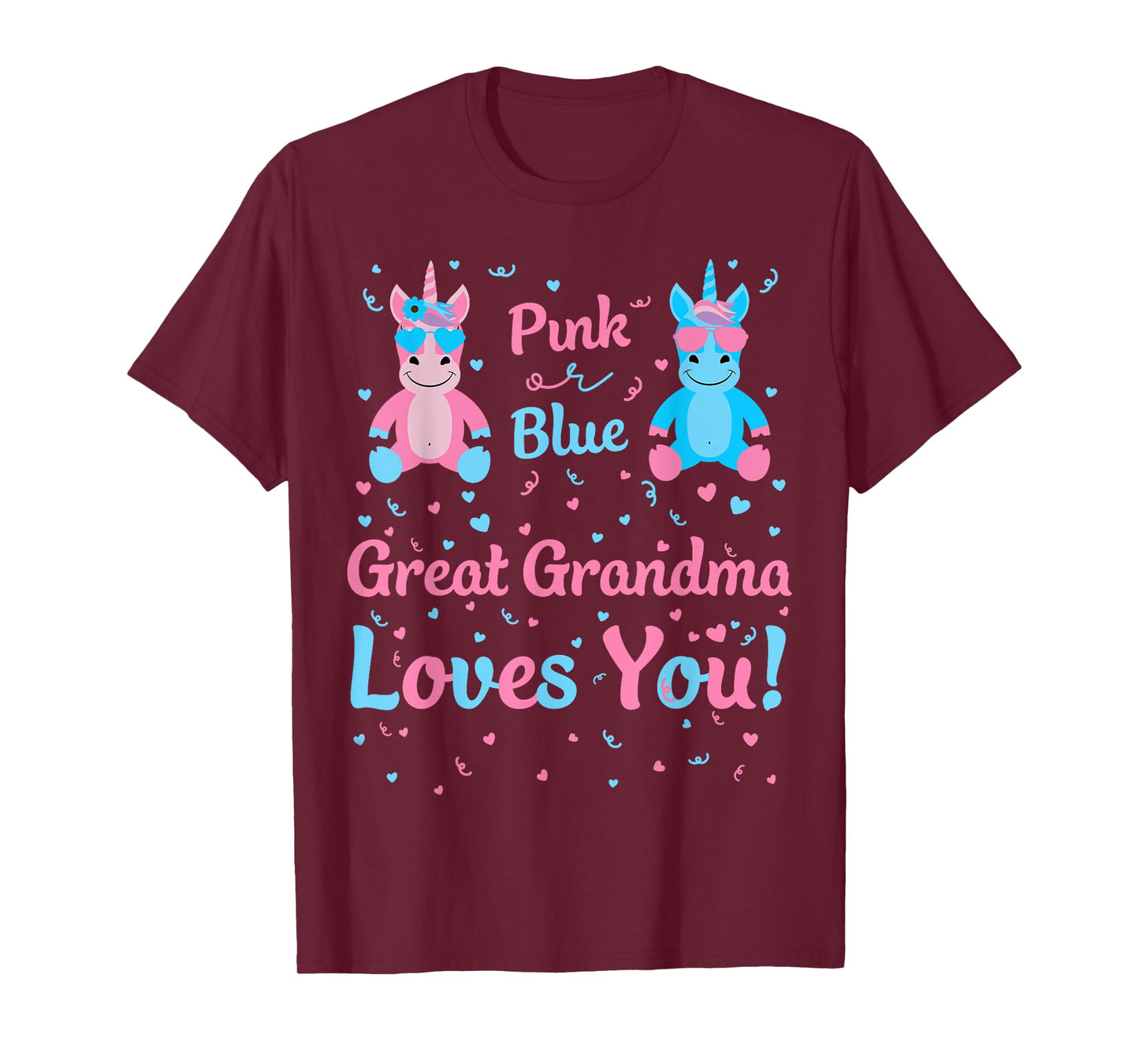 Great Grandma Gender Reveal Pink or Blue Unicorn for Family T-Shirt