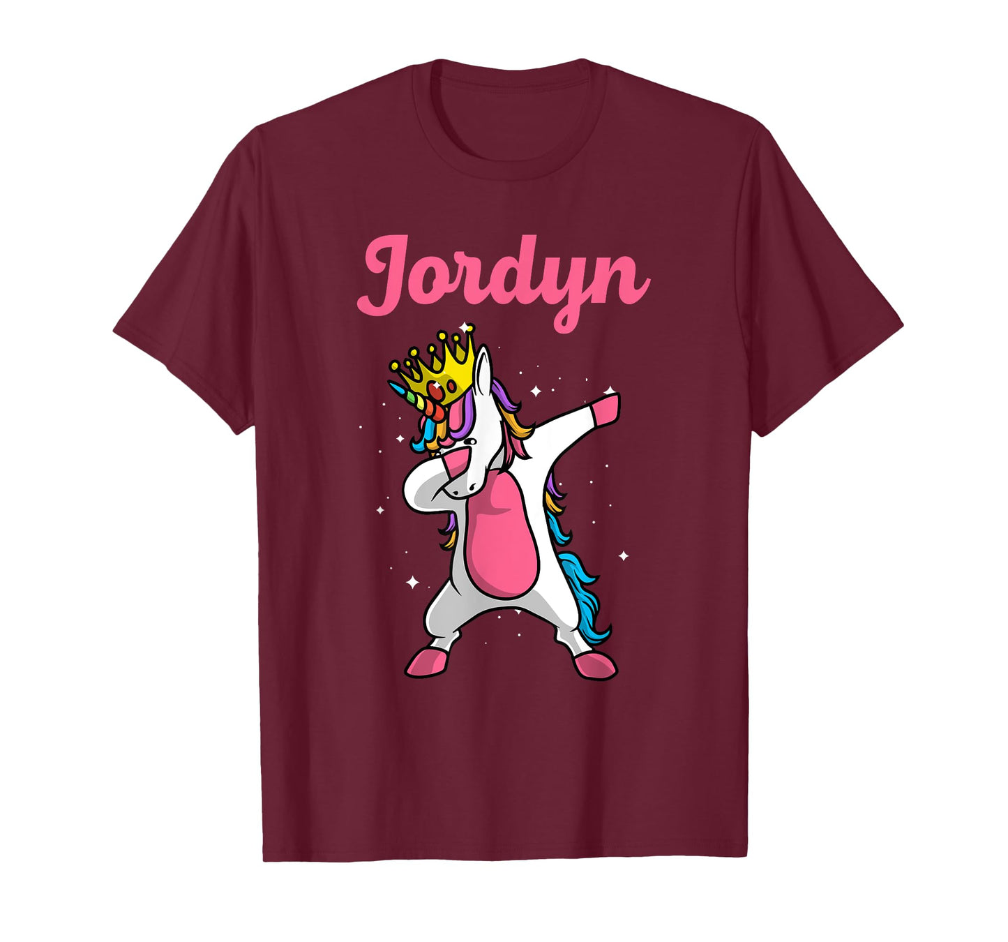 JORDYN Gift Name Personalized Birthday Dabbing Unicorn Queen T-Shirt