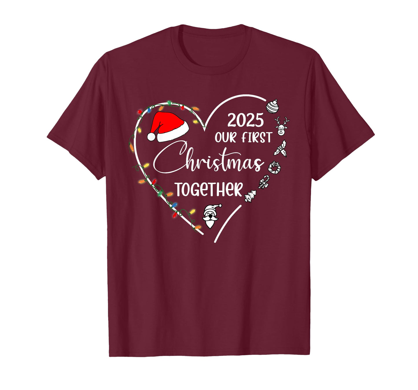 Our First Christmas Together 2025 Matching Christmas Couples T-Shirt