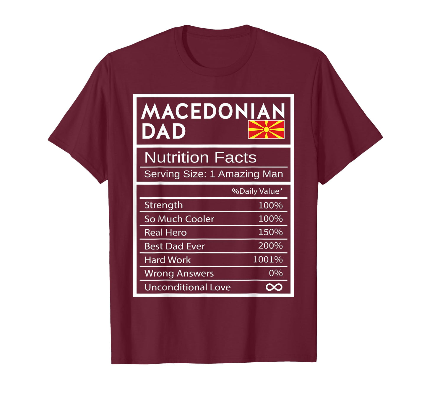 Macedonian Dad Nutrition Facts National Pride Gift For Dad T-Shirt