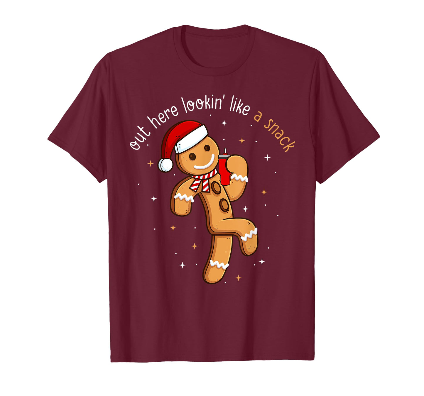 Out Here Looking Like a Snack Funny Xmas Gingerbread Man T-Shirt