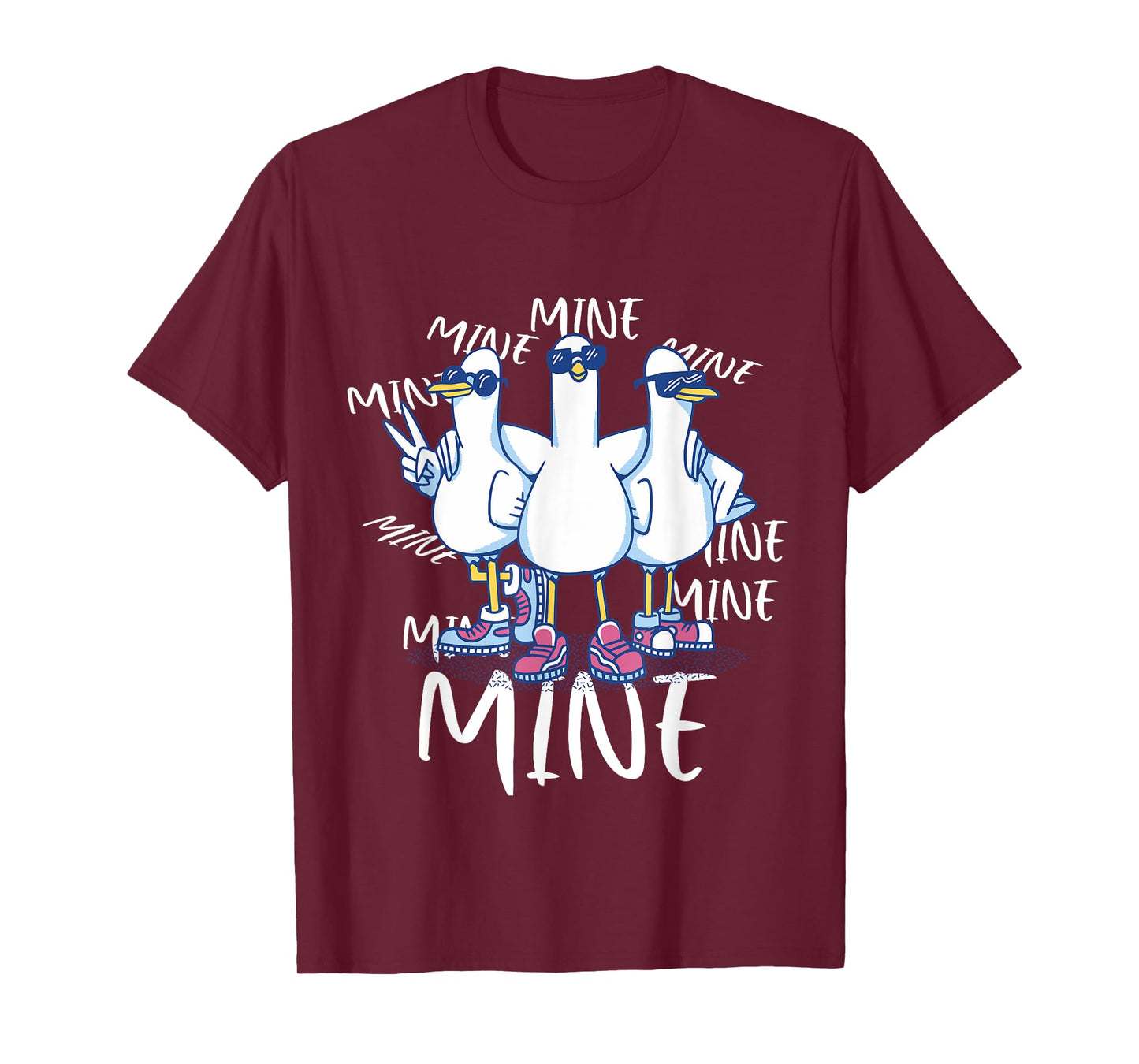 Funny Seagull Saying Mine Funny Pigeon Retro Ocean life T-Shirt