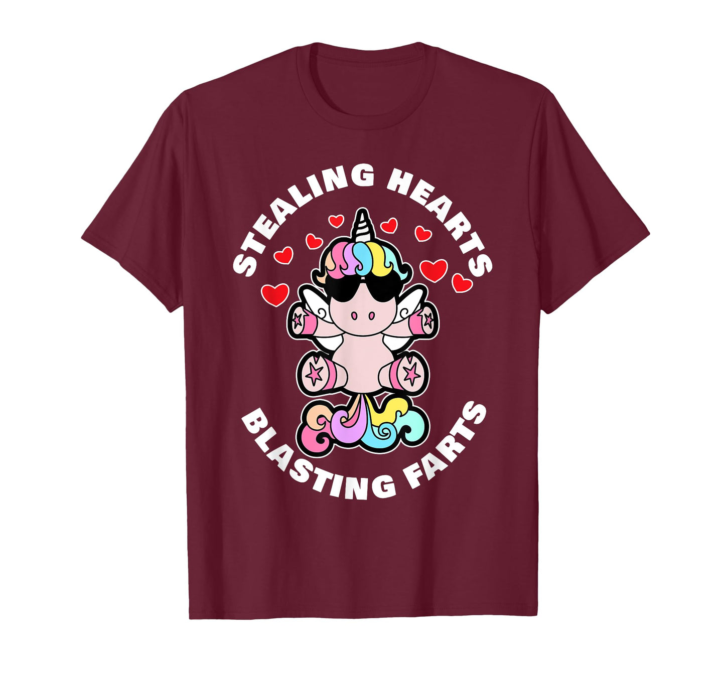 Stealing Hearts And Blasting Farts Valentines Day Unicorn T-Shirt