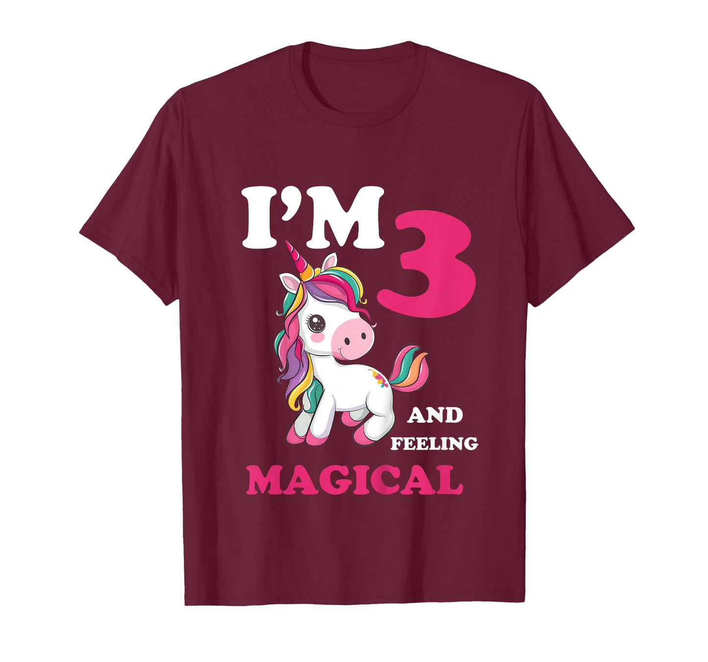 I'm 3 Years Old 3rd Birthday 3yr Girl Unicorn T-Shirt