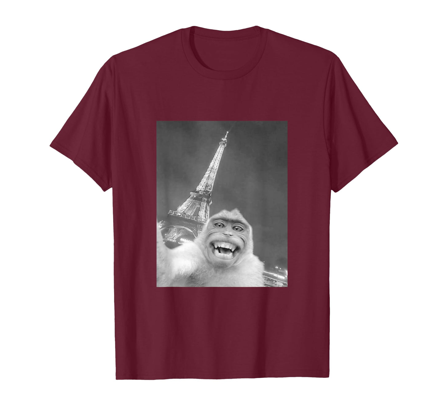 Funny Monkey Selfie Eiffel Tower In Paris Men Women Kids T-Shirt