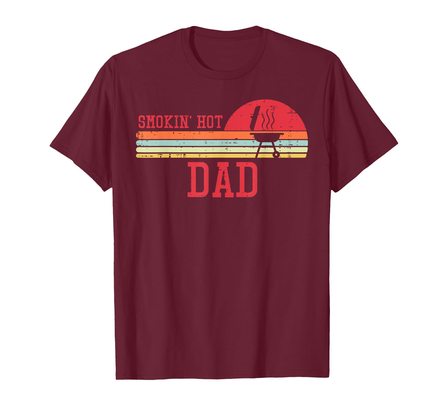 Smokin Hot Dad Chest Sunset Retro Grill Bbq Daddy Papa Men T-Shirt