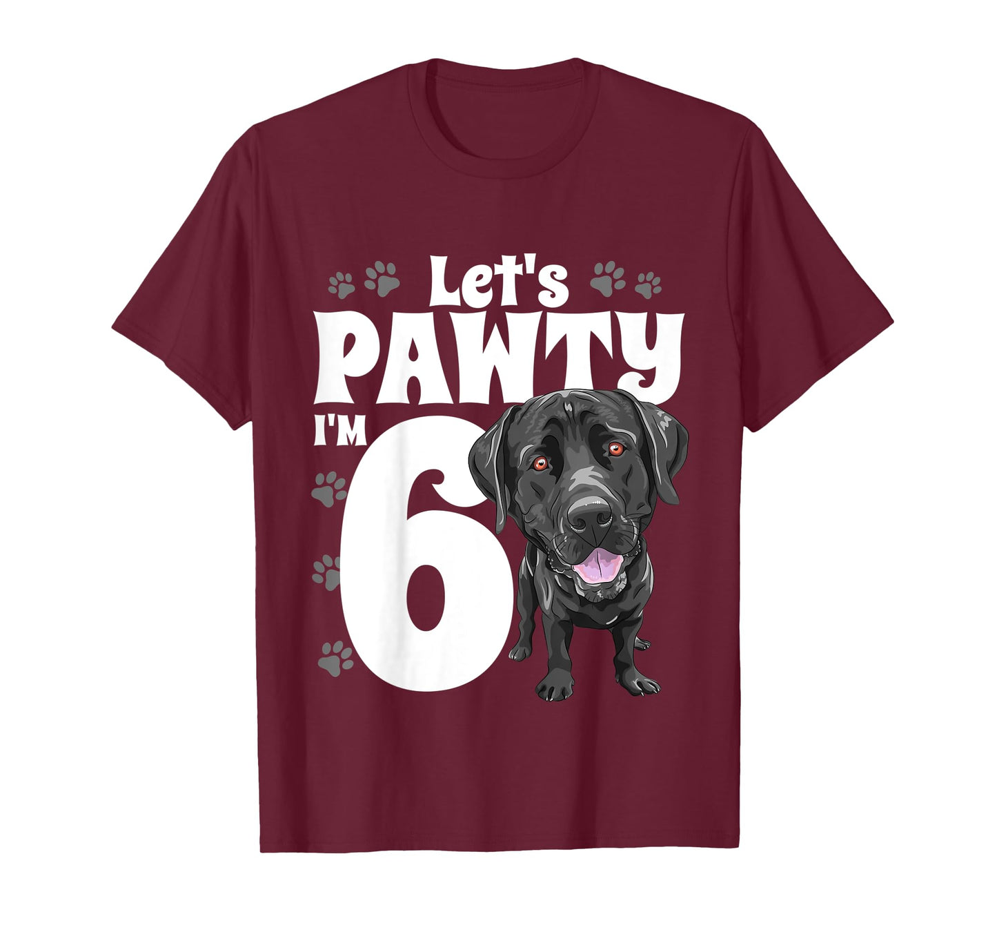 6 Year Old Black Lab Dog Birthday Pawty Labrador 6th Gift T-Shirt for Kids