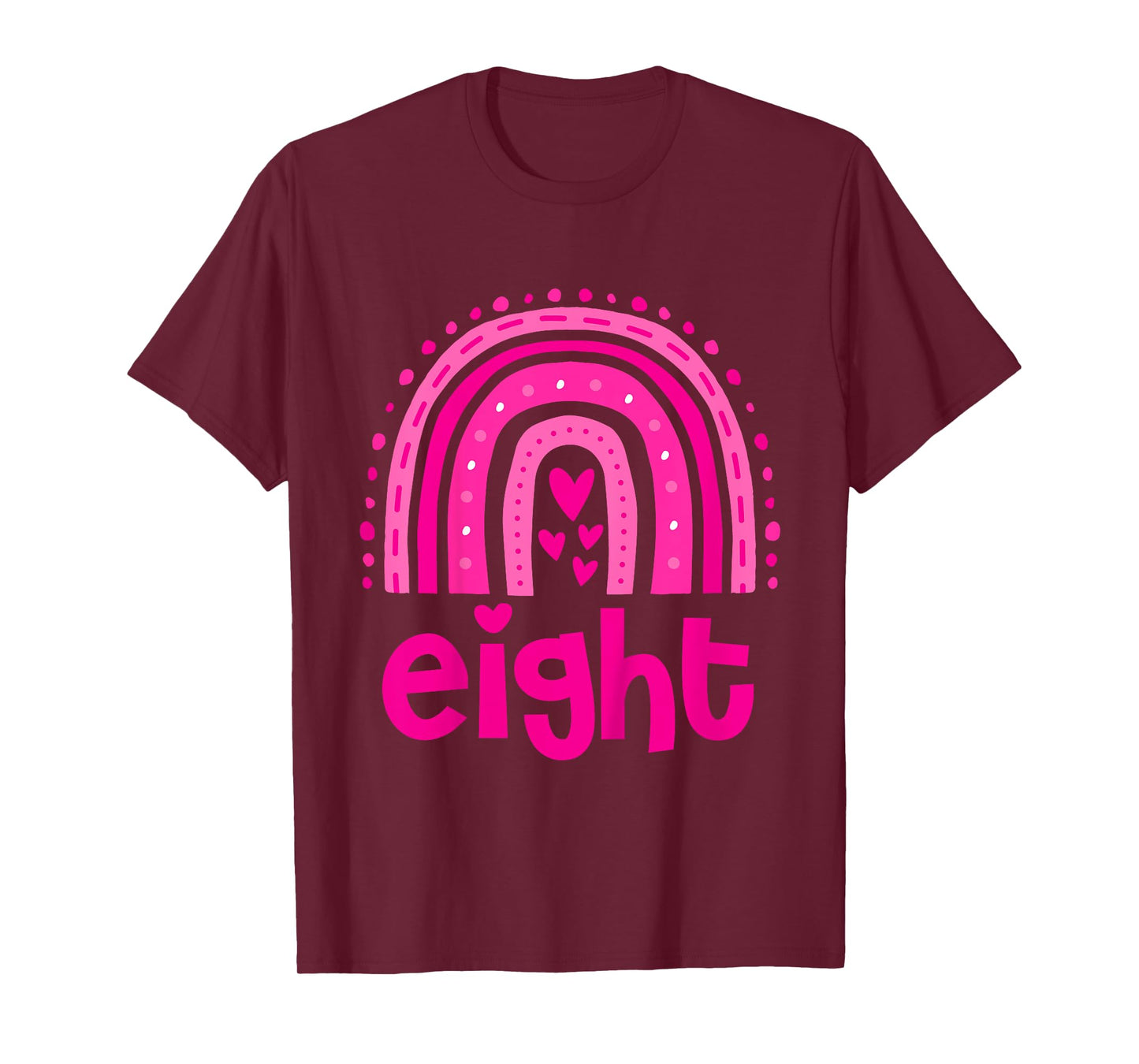Girl's Birthday Eight 8 Years Old 8th Birthday Pink Rainbow T-Shirt
