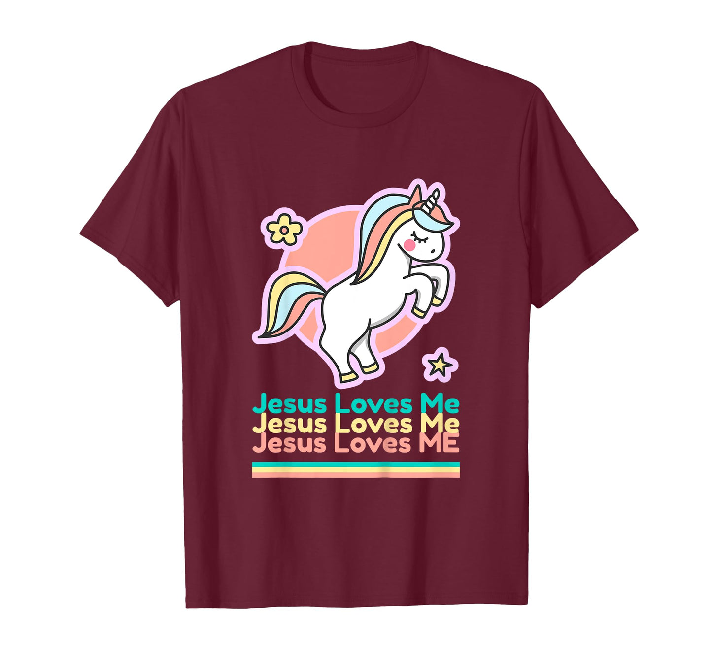 Jesus Loves Me Christian Bible Gift Girls Rainbow Unicorn T-Shirt