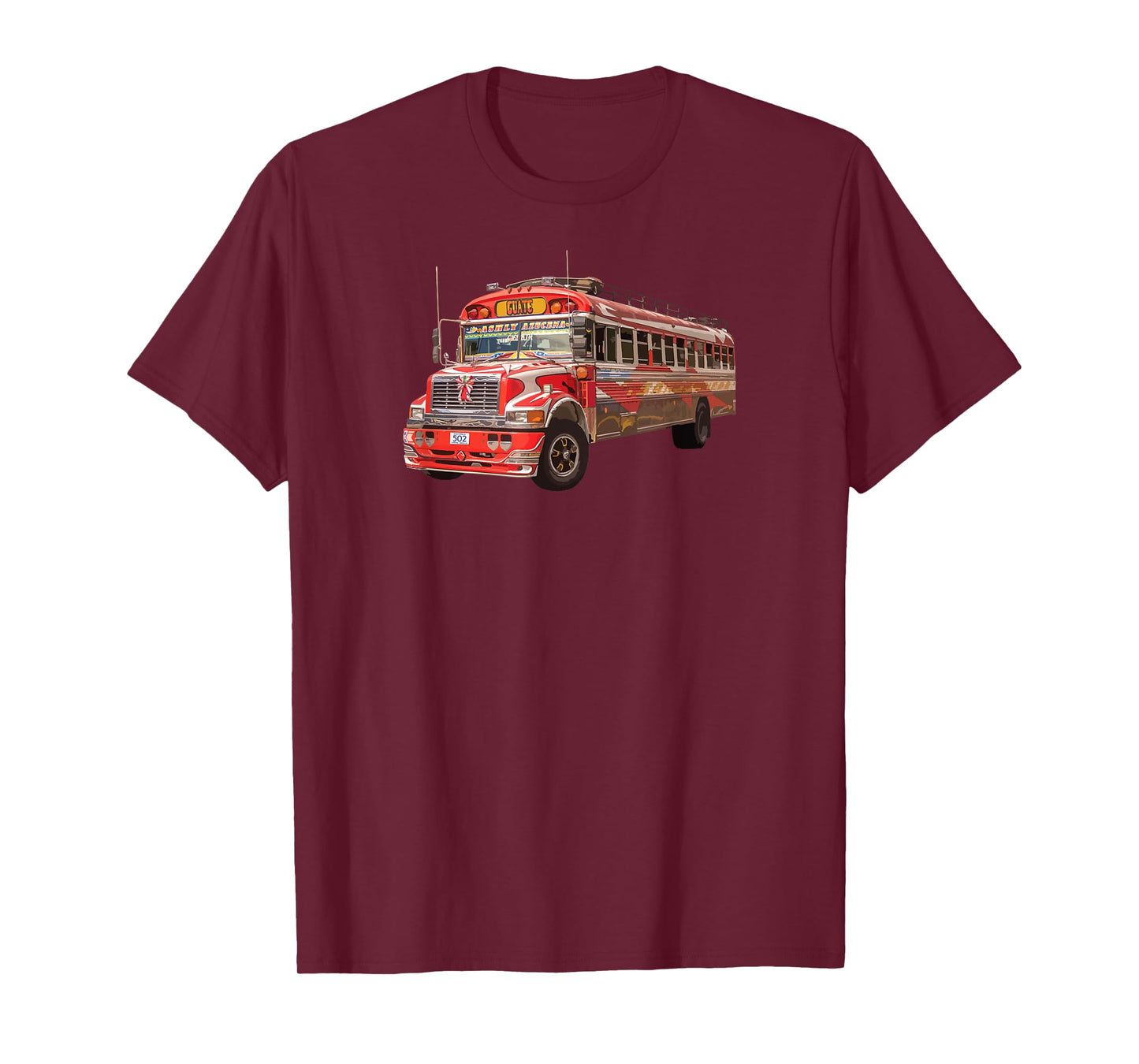Chicken Bus Guatemala Antigua Quetzal Guate Tikal Mayan 502 T-Shirt