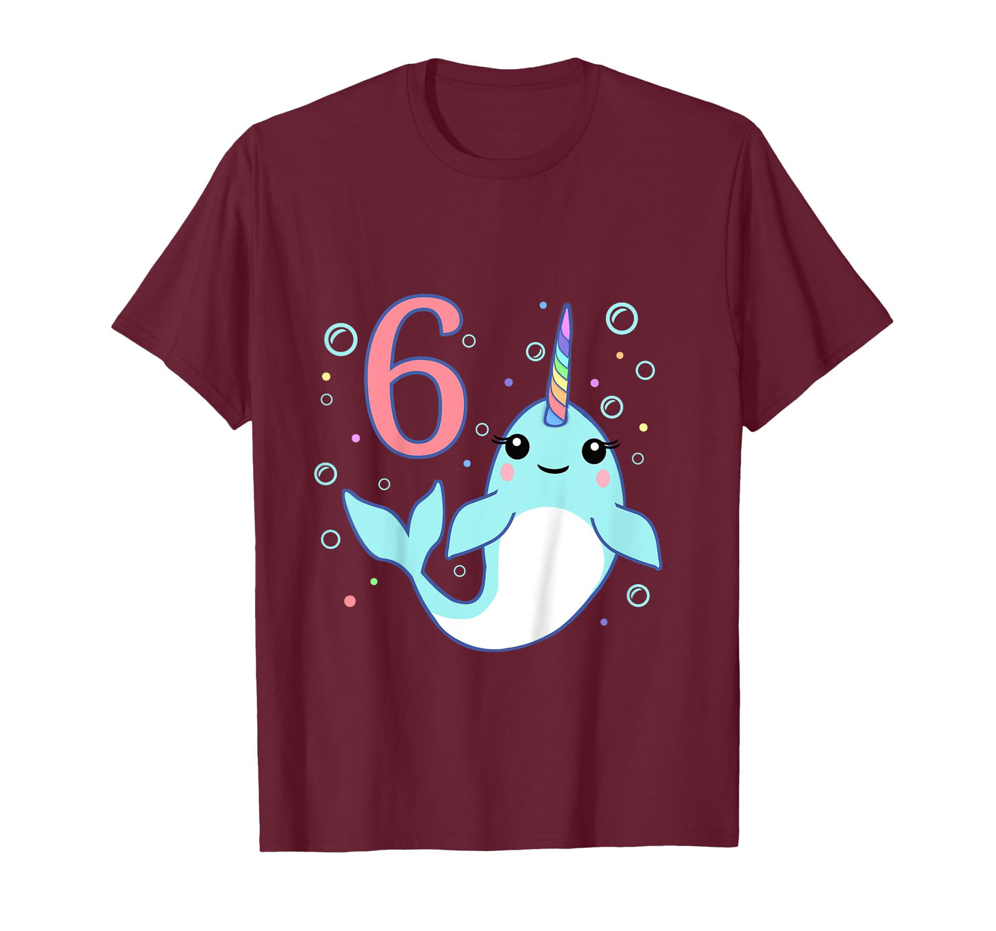 6 Year Old 6th Unicorn Narwhal Undersea Birthday Boys Girls T-Shirt