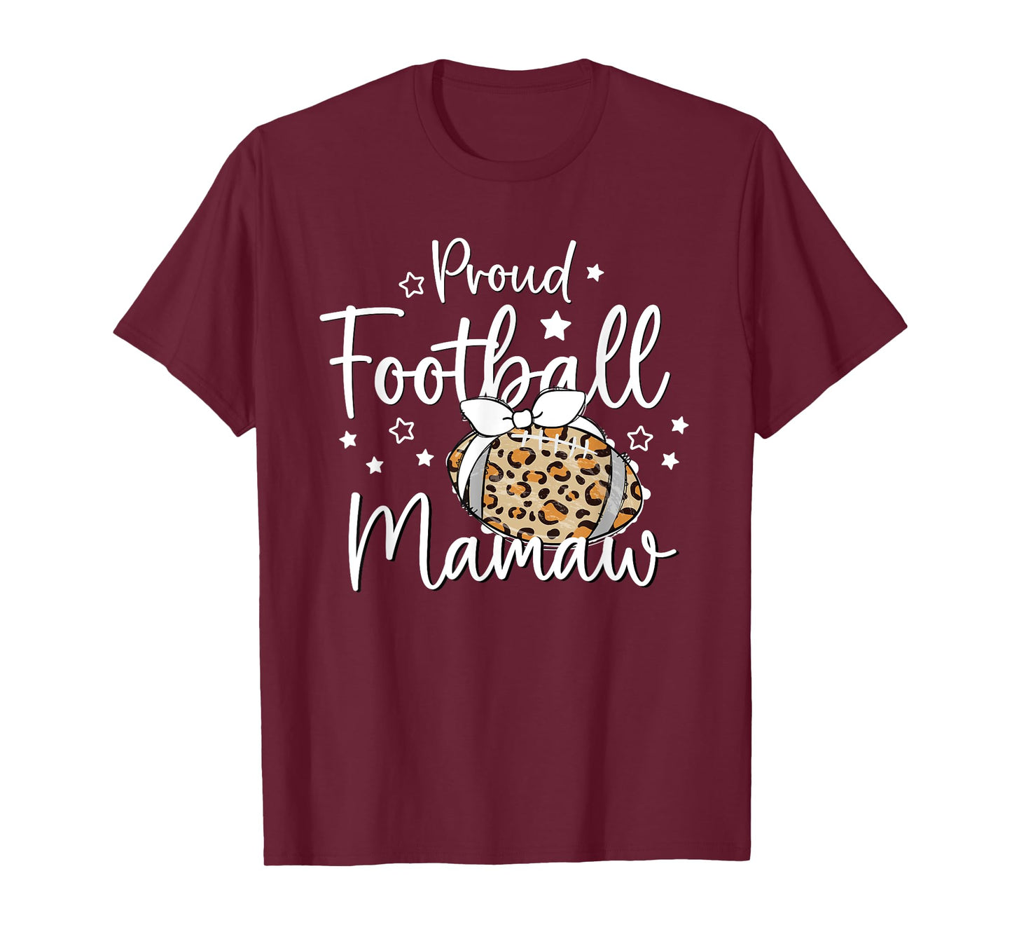 Proud Football Mamaw Leopard Game Day Spirit T Tee Design T-Shirt