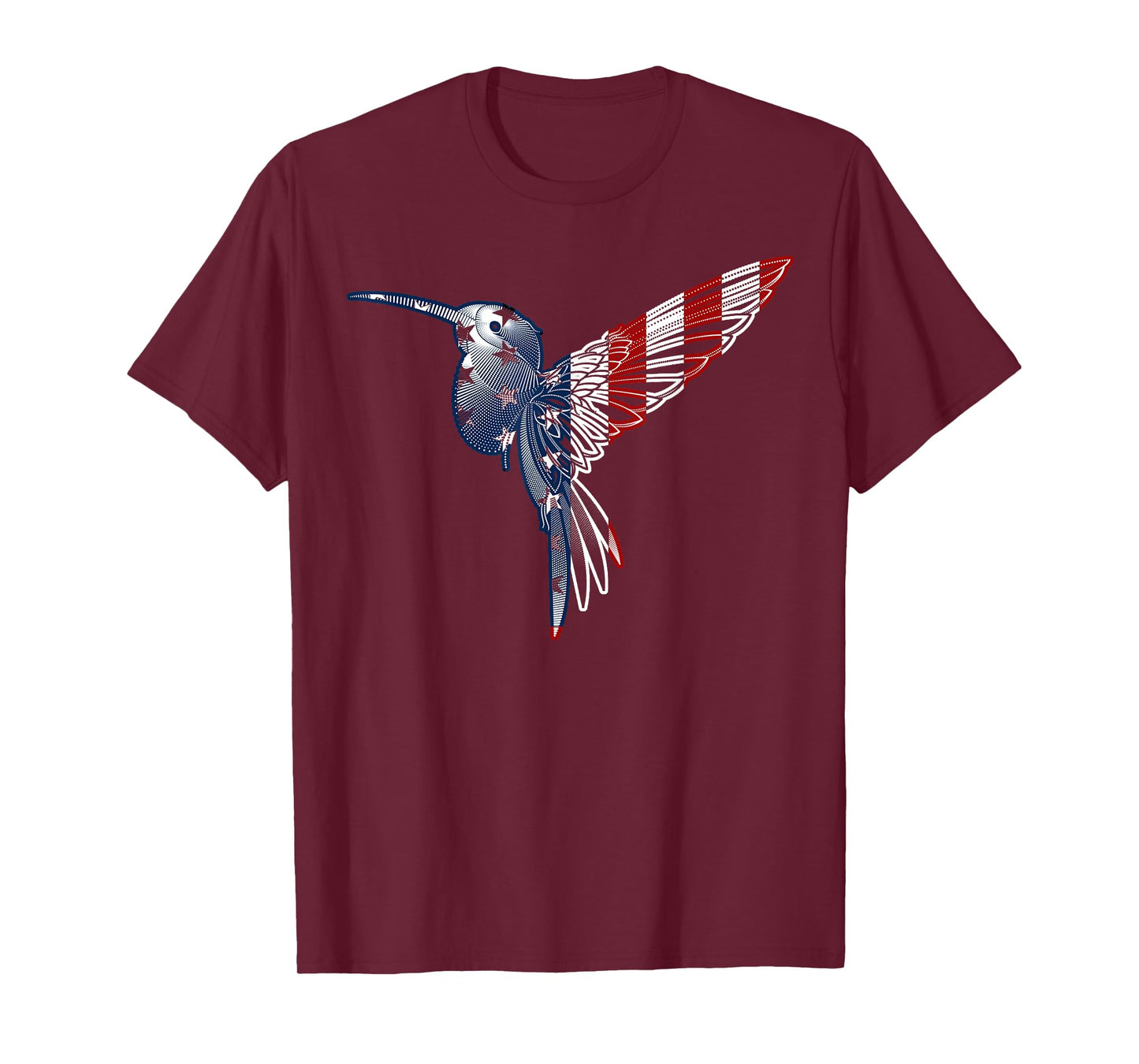 USA American Flag Dot Art Cute Bird Hummingbird 4th of July T-Shirt