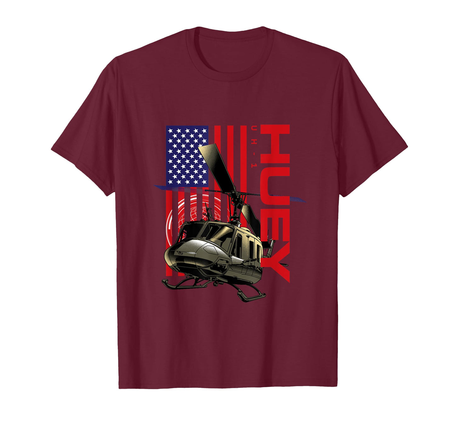 The Warbird Collection Huey Military Helicopter T-Shirt - Men's Black Classic Fit Short Sleeve