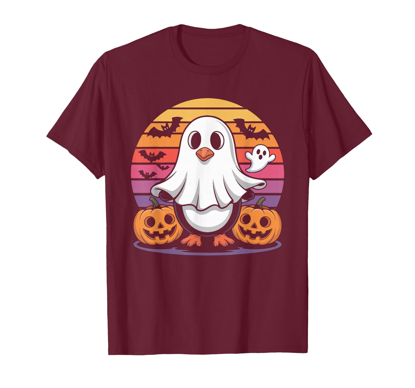 Cute Penguin Ghost Halloween Pumpkin Fun T-Shirt