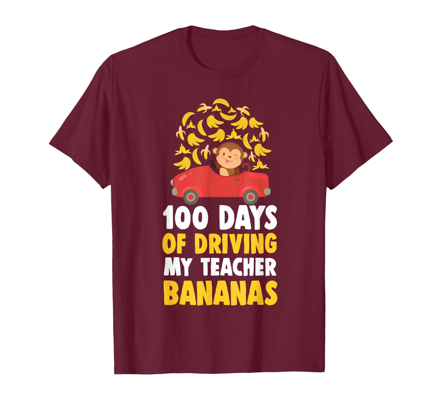 100th Day Of School Teacher Banana Monkey Pun Men Women Girls Kids T-Shirt