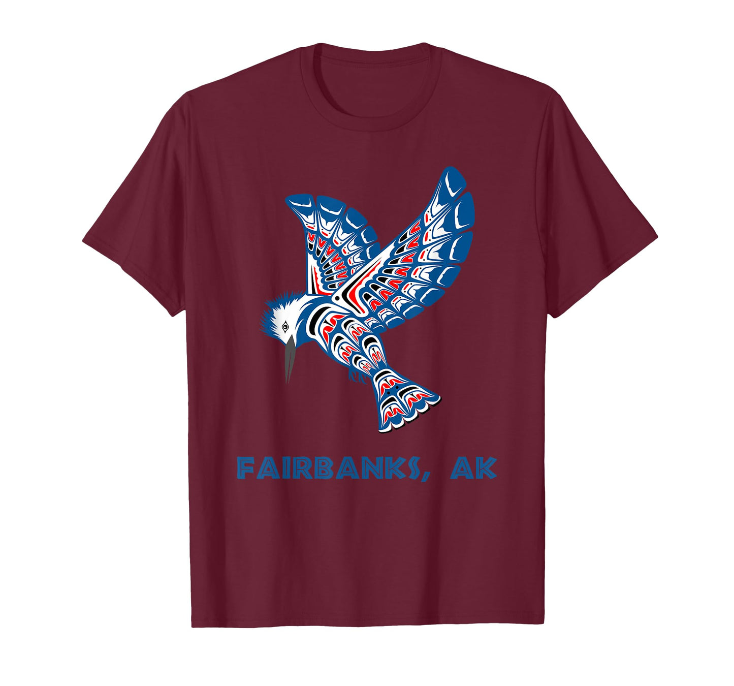 Fairbanks Alaska Kingfisher Native American Indian Bird Art T-Shirt