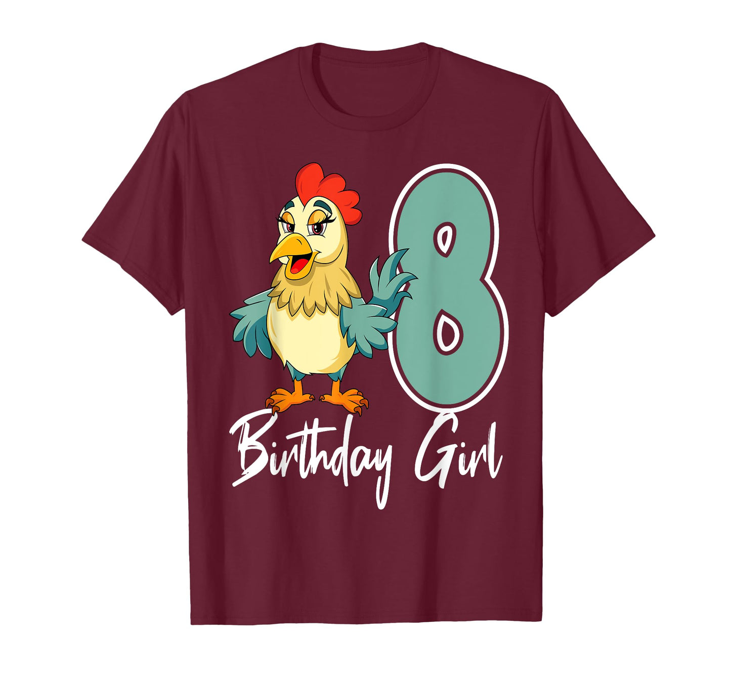 Chicken 8th Birthday Girl Barn Farm Party Chick Barnyard T-Shirt