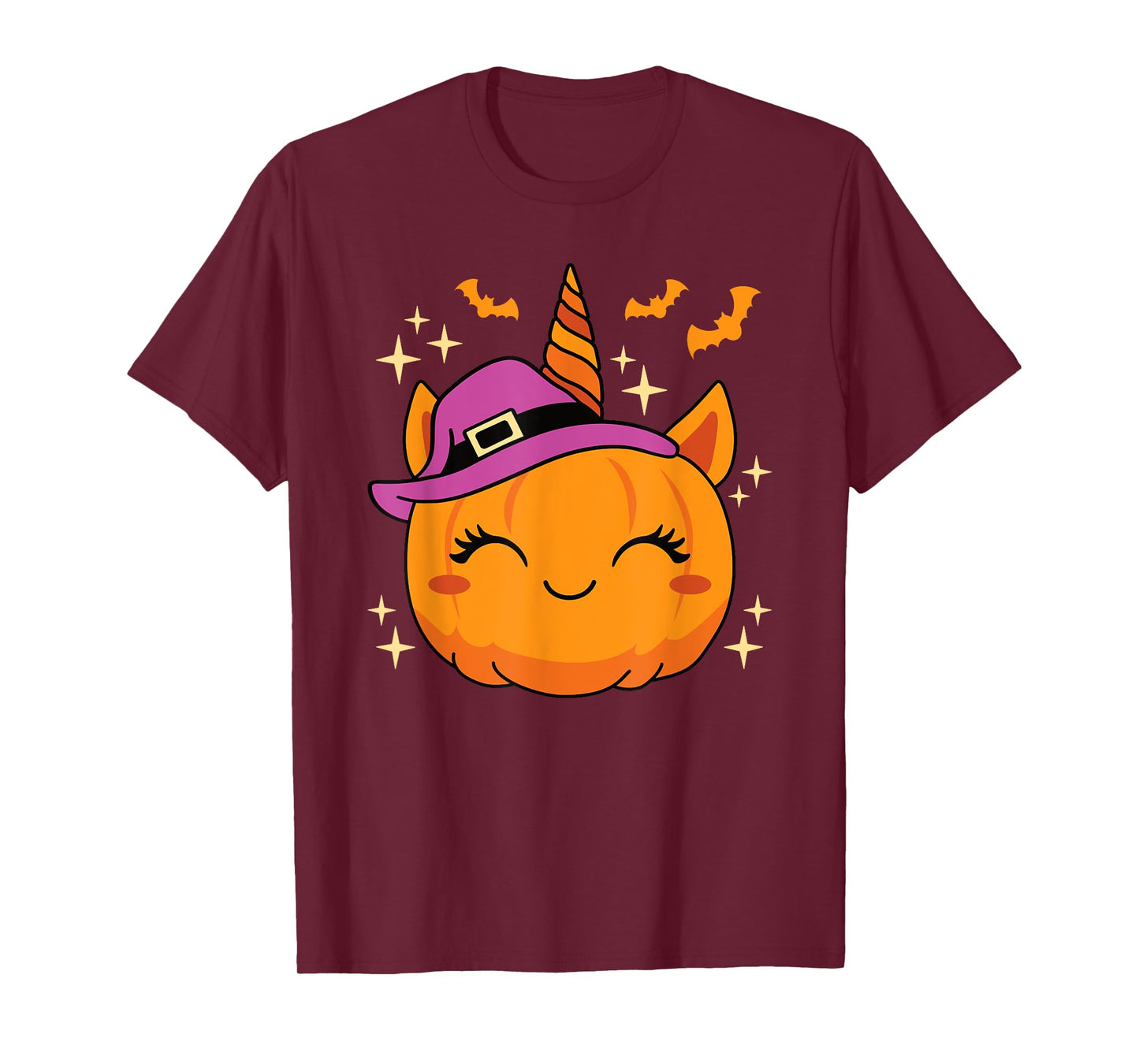 Cute Halloween Unicorn Pumpkin Women Girls Kids T-Shirt