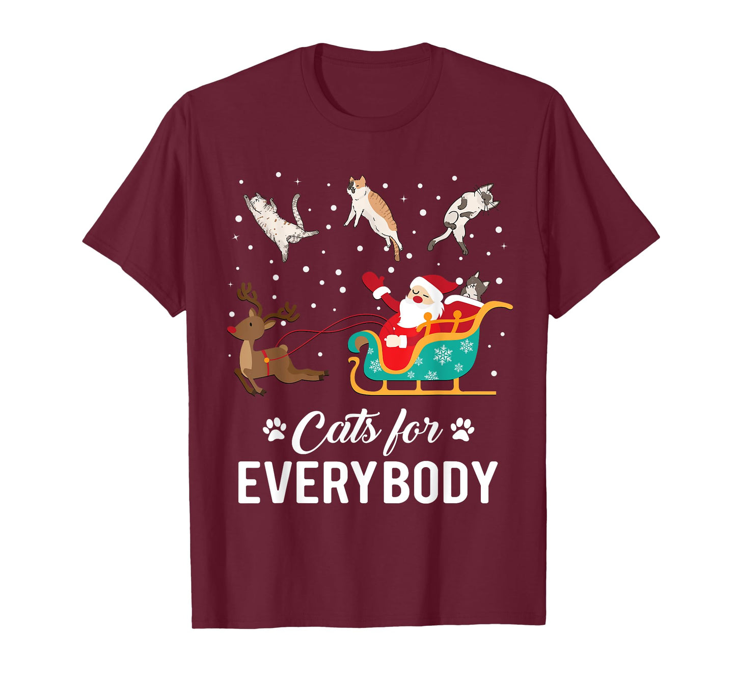 Cats For Everybody Christmas Cat Funny Xmas Santa Men Women T-Shirt