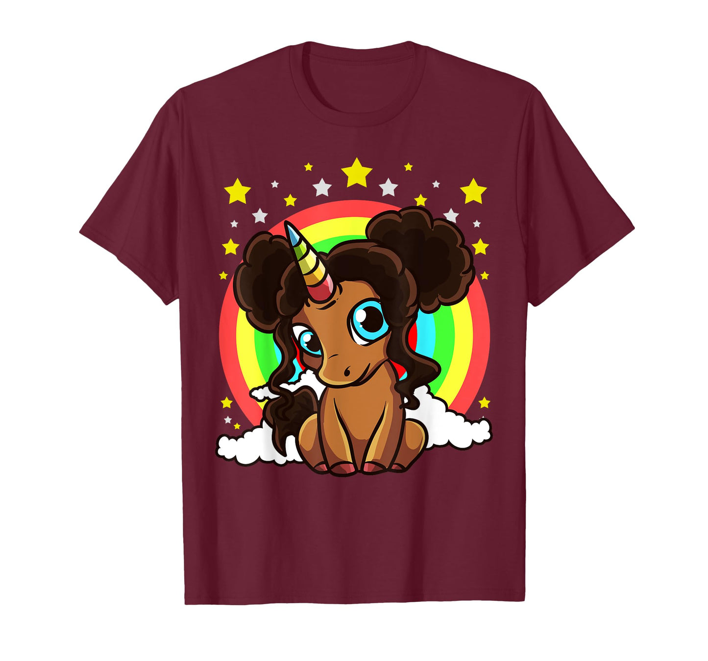 Black Girl Magic Unicorn Afro Puffs Brown Skin Cute Girls T-Shirt