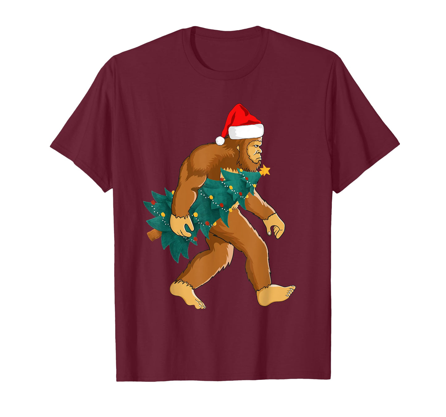 Funny Bigfoot Design, Sasquatch Hiking Trip Christmas Tree T-Shirt