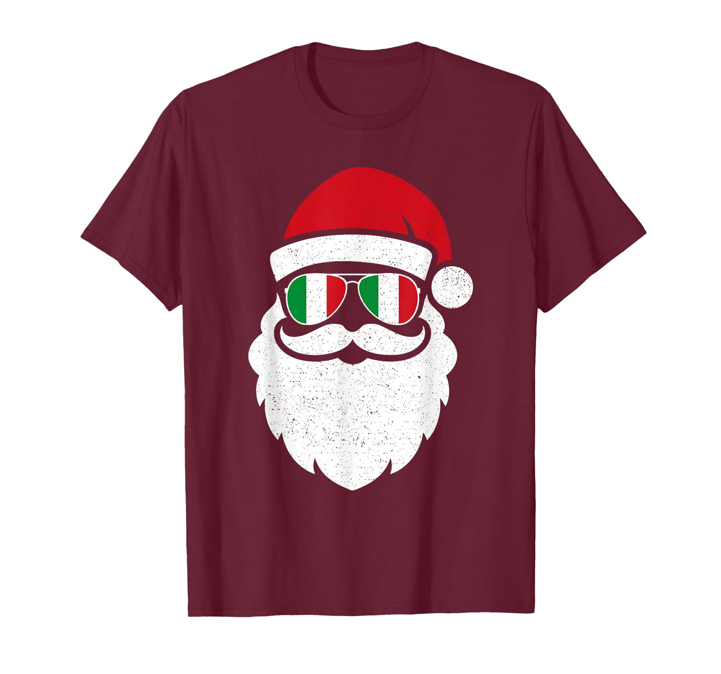 Funny Santa In Italy Flag Glasses Christmas Pajama Fun Xmas T-Shirt
