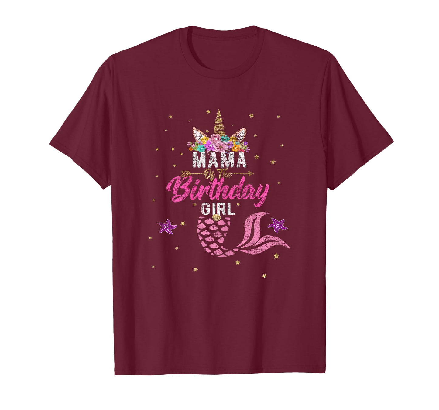 Mama of Birthday Girl Unicorn Shirt Mermaid Mom Tee Gift T-Shirt