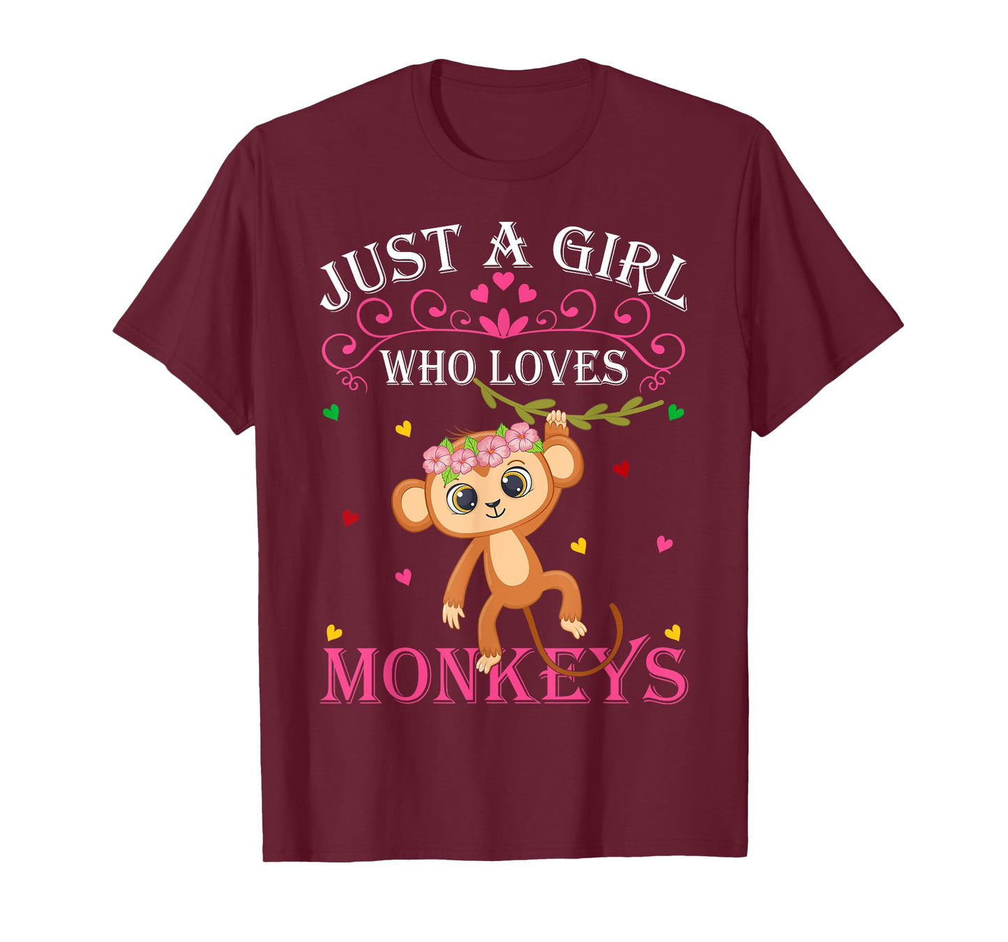 Just A Girl Who Loves Monkeys Cute Monkey Lover Kids T-Shirt