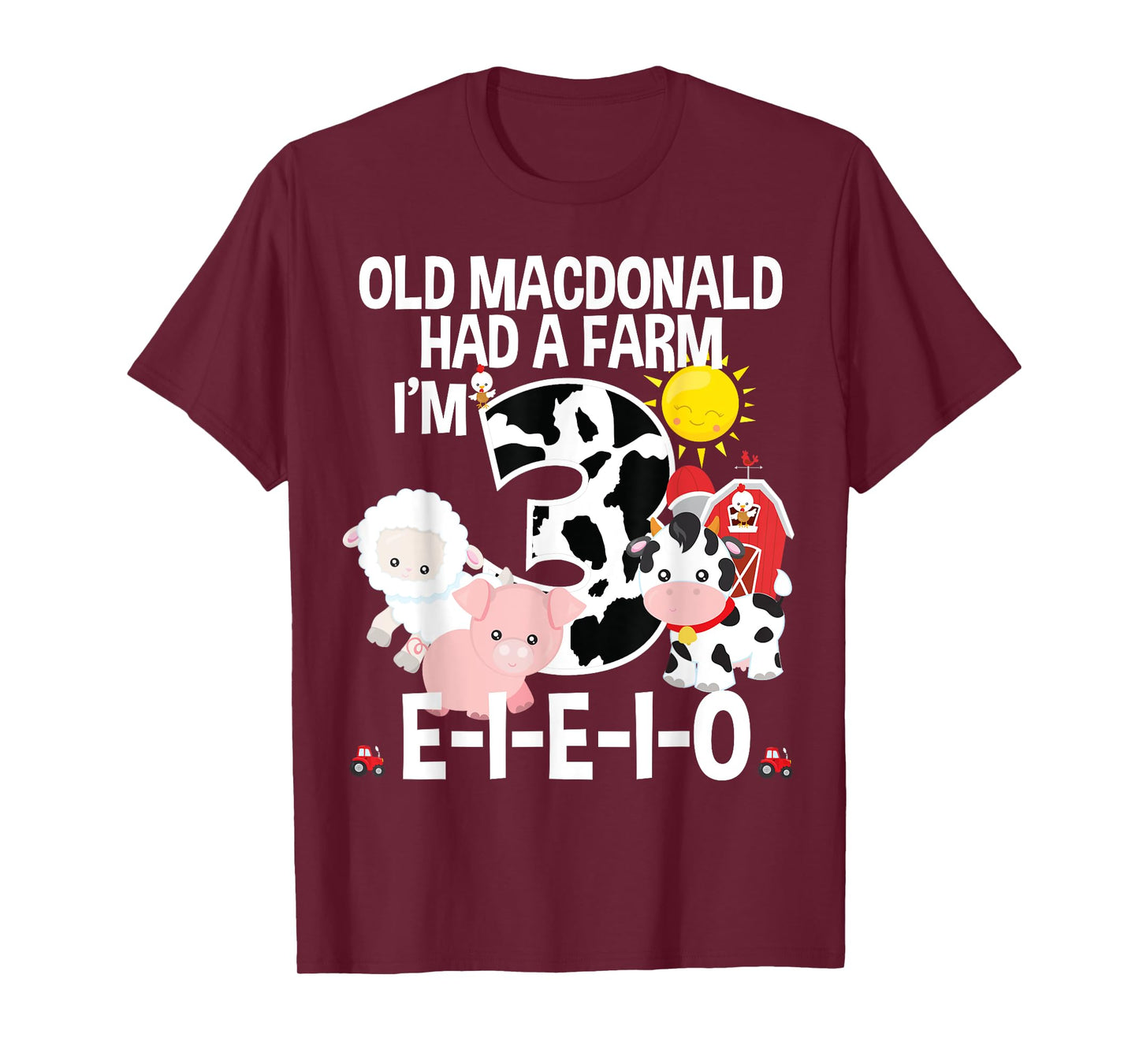 Toddler Kids Old MacDonald 3rd Birthday Party Nursery Song T-Shirt