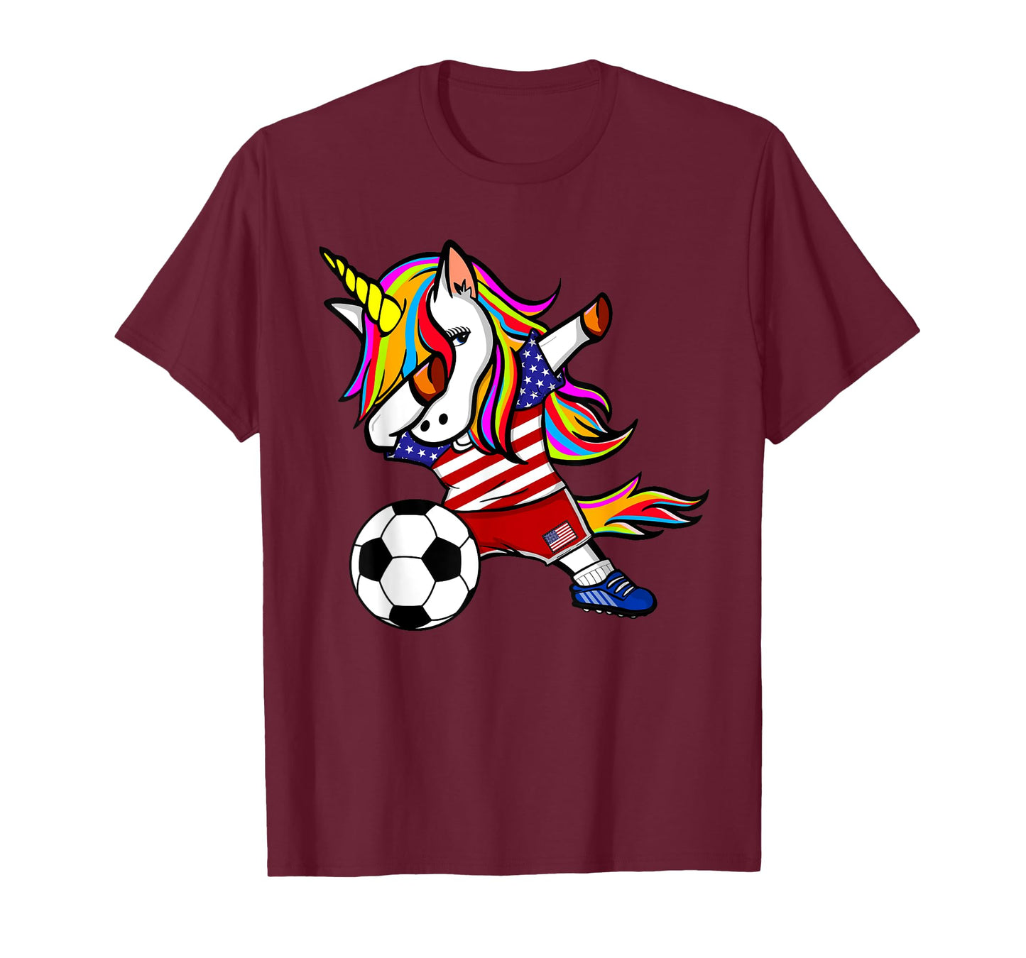 Dabbing Unicorn United States Football American Flag Soccer T-Shirt