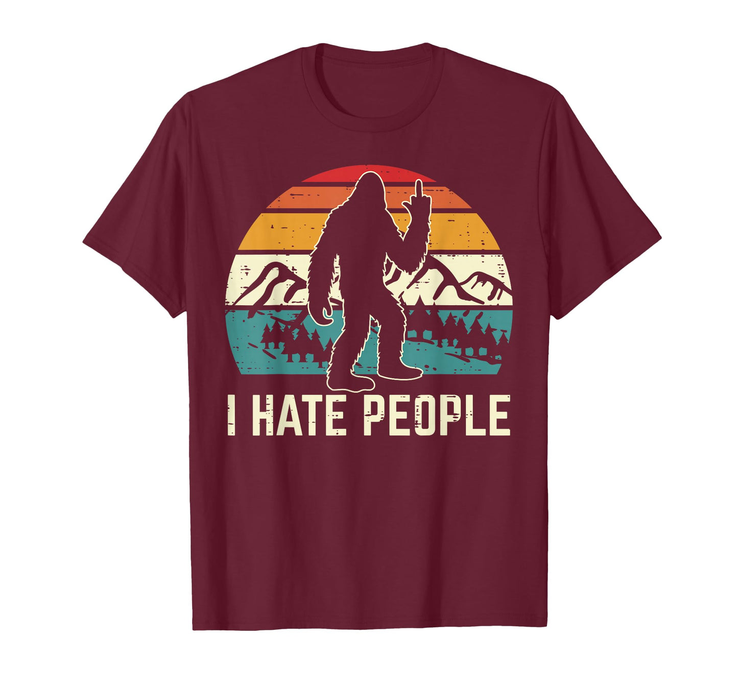 Bigfoot Sasquatch I Hate People Middle Finger Men Women T-Shirt
