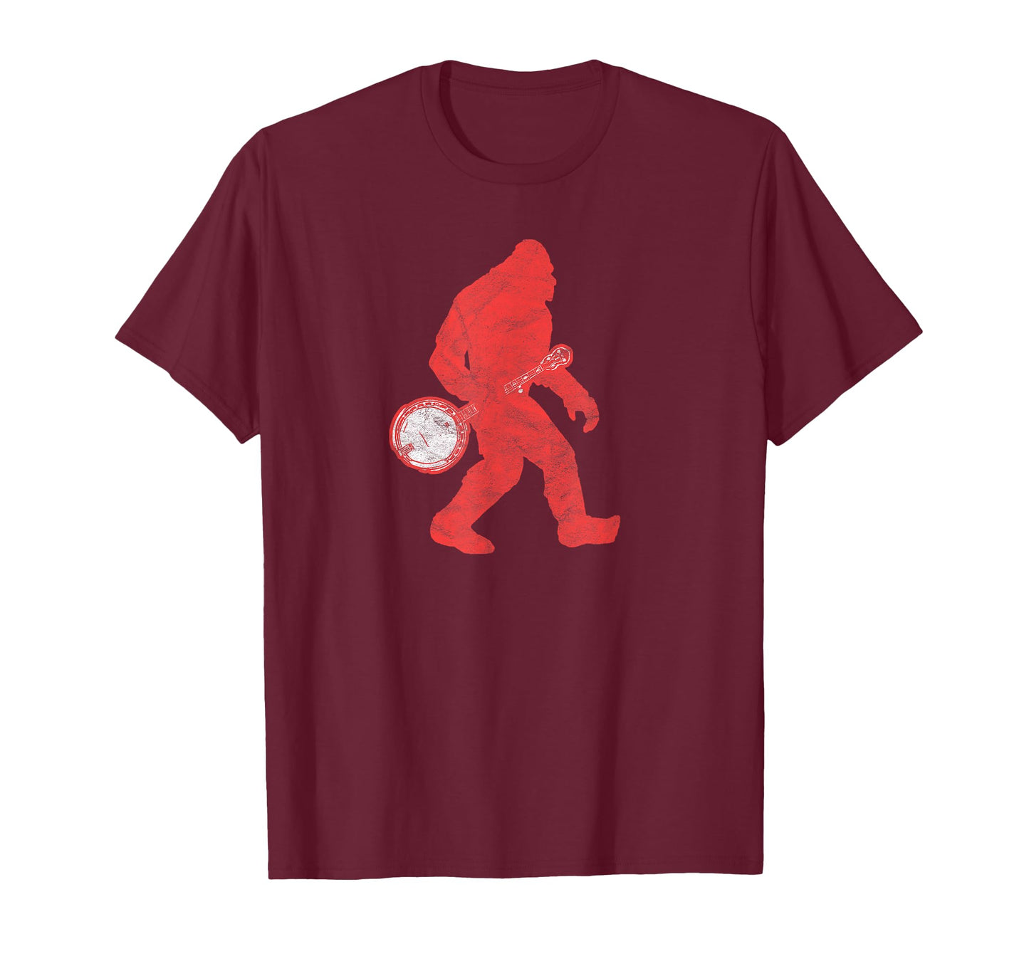 Bigfoot & Banjo - Sasquatch Silhouette Retro Bluegrass T-Shirt