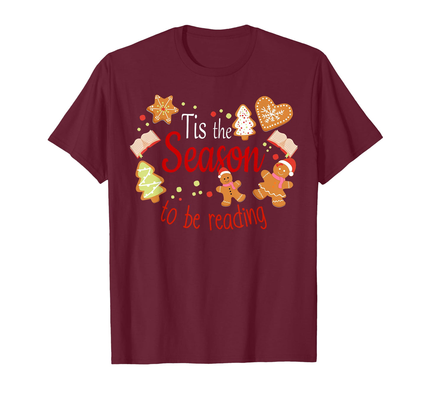School Teacher Xmas Book Lover Librarian Christmas Gingerbread Librarian Book Lover Retro Teacher T-Shirt