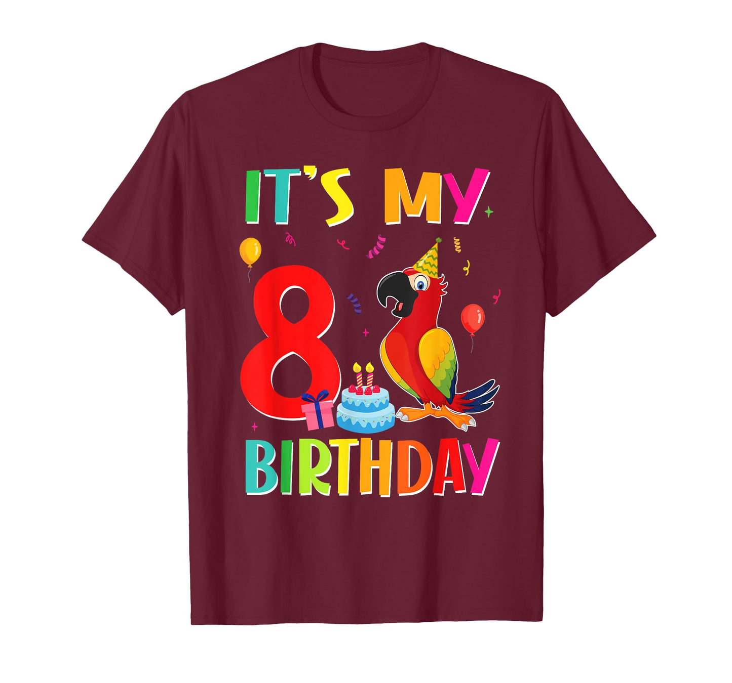 Its My 8th Birthday Parrot Bird Lover 8 Years Old T-Shirt